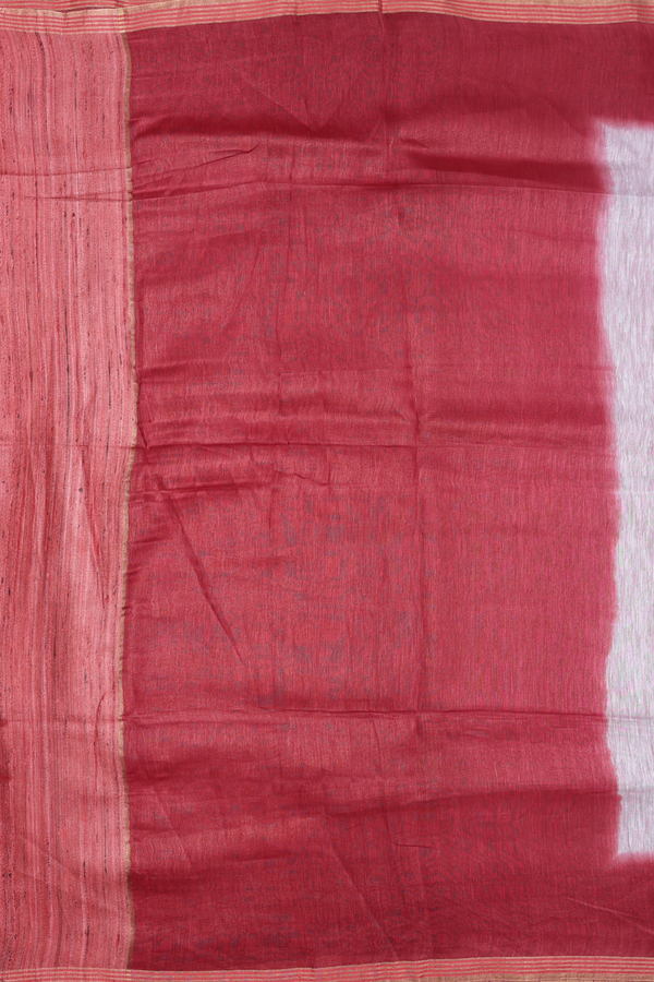 Linen Saree In Plain White With Contrast Border