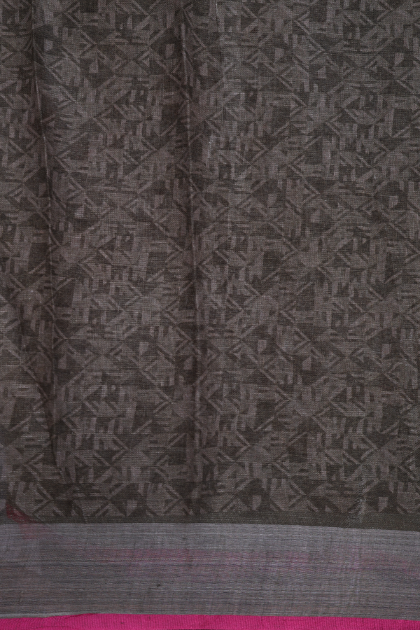 Linen Saree In Purple With Floral Design