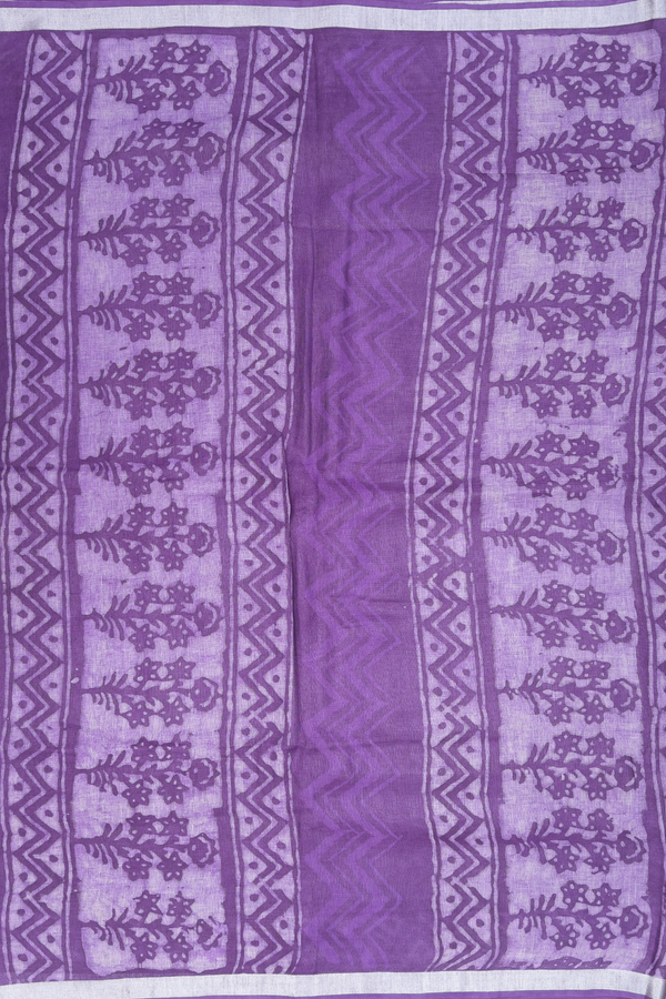 Linen Saree In Purple With Paisley Design