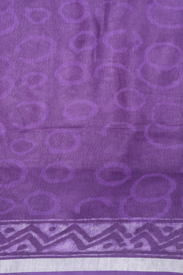 Linen Saree In Purple With Paisley Design