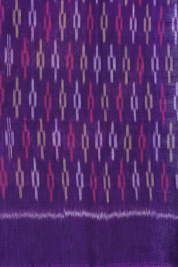 Linen Saree In Purple With Zari Buttas