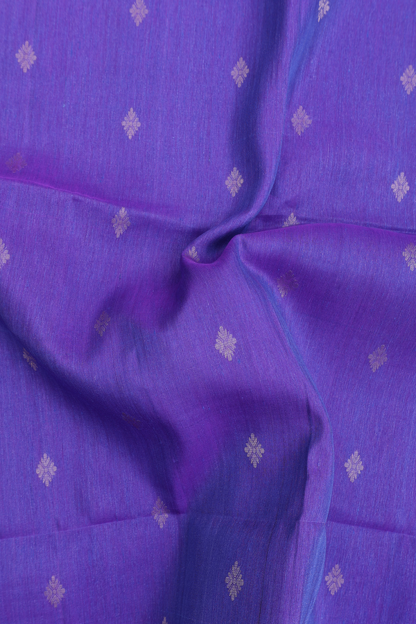 Linen Saree In Purple With Zari Buttas