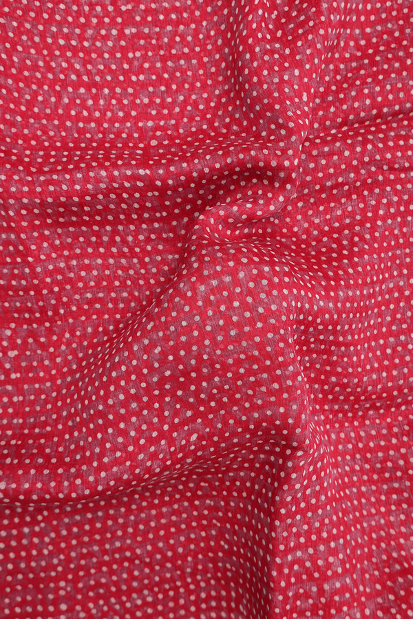 Linen Saree In Red With Printed Buttis