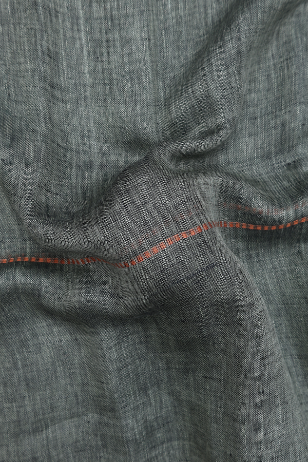 Linen Saree In Sage Green With Stripes Design