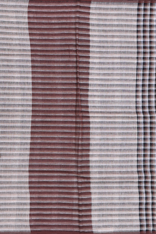 Linen Saree In Multicolor With Checks Design