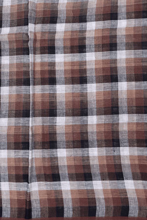 Linen Saree In Multicolor With Checks Design