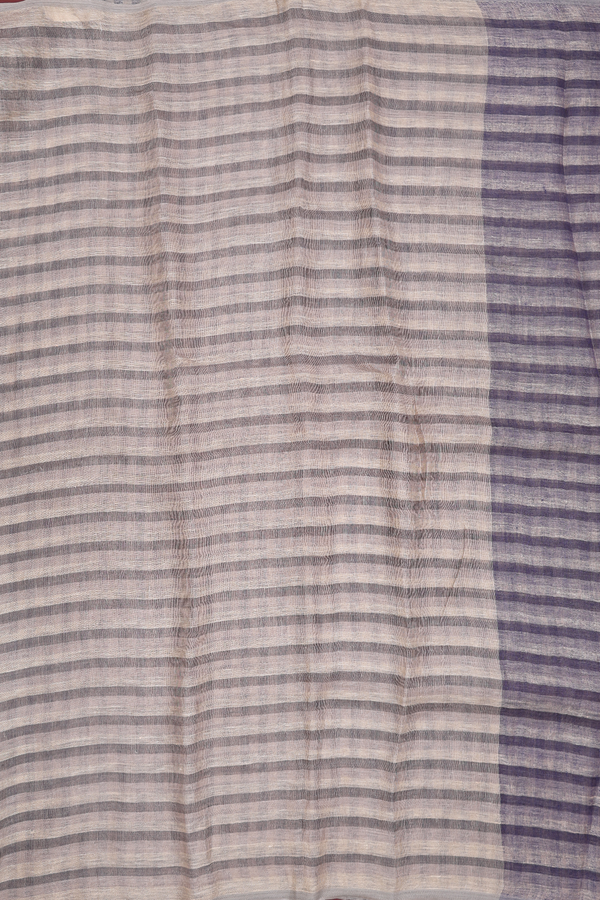 Linen Saree In Shades Of Brown With Checks Design