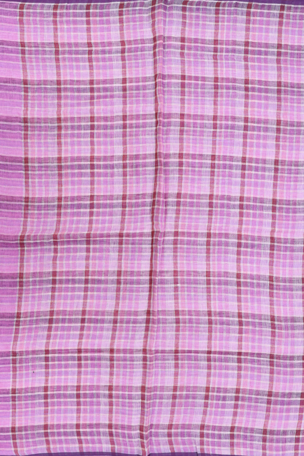 Linen Saree In Shades Of Purple With Stripes Design