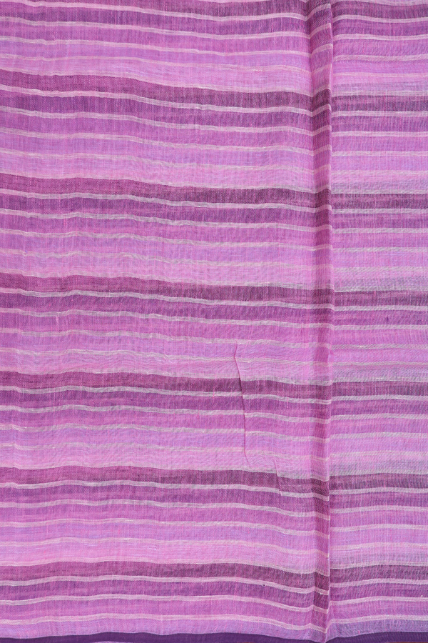 Linen Saree In Shades Of Purple With Stripes Design