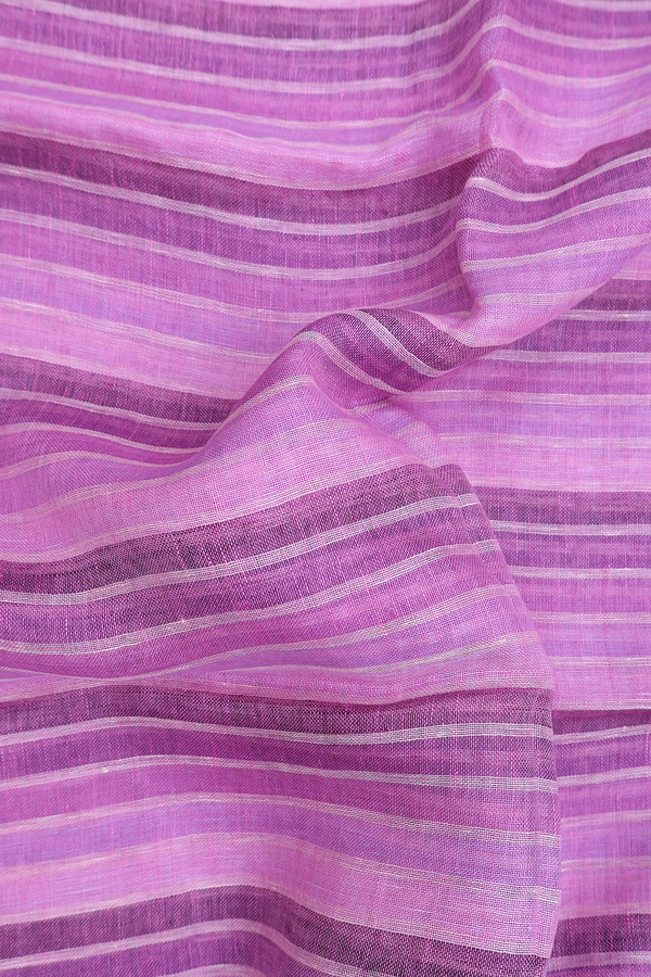Linen Saree In Shades Of Purple With Stripes Design