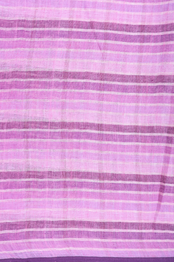 Linen Saree In Shades Of Purple With Stripes Design