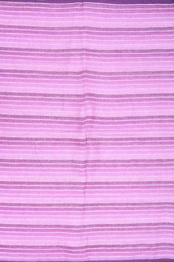 Linen Saree In Shades Of Purple With Stripes Design