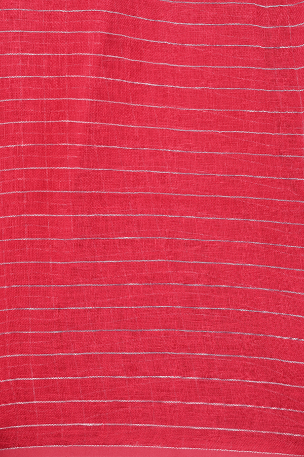 Linen Saree In  Red With Checks Design