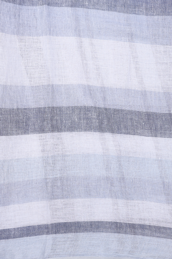 Linen Saree In White And Blue With Stripes Design