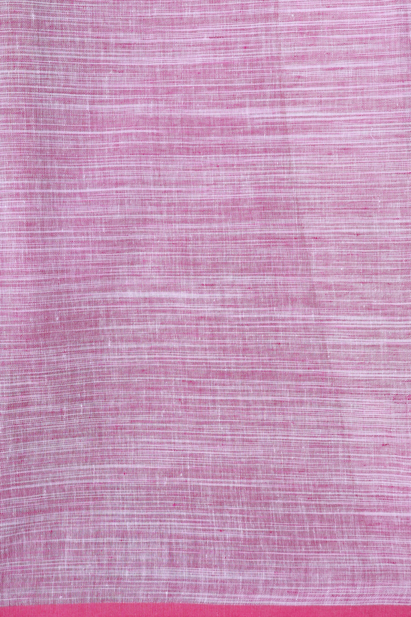Linen Saree In White And Pink With Stripes Design