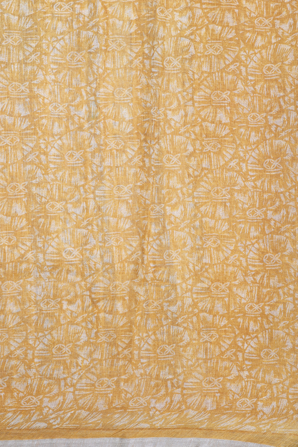 Linen Saree In Yellow With Diamond Design