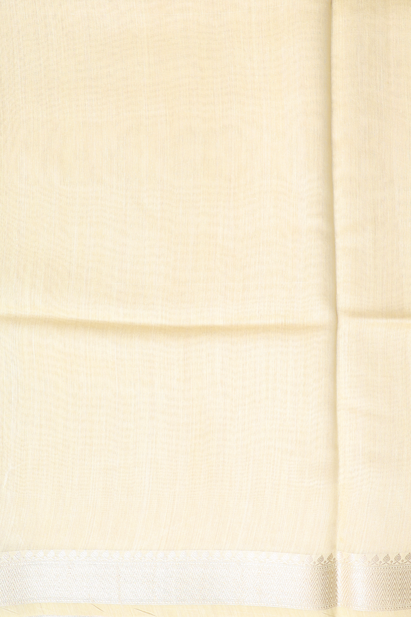 Linen Saree In Pastel Yellow With Floral Border