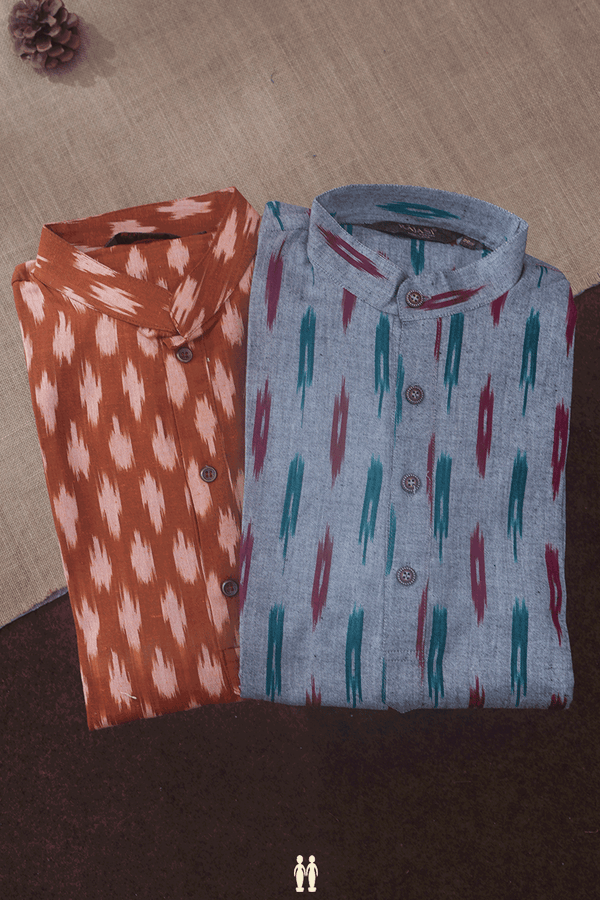 Assorted Orange And Grey Set Of 2 Size 36 Cotton Long Kurta