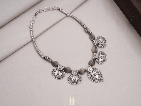 Tribal Design Oxidized Silver Necklace
