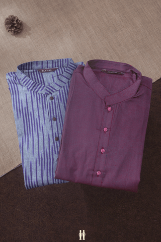 Assorted Grey And Purple Set Of 2 Size 42 Cotton Long Kurta