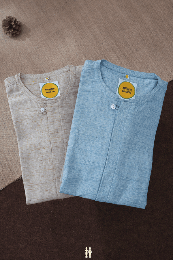 Assorted Blue And Brown Set Of 2 Size 36 Cotton Long Kurta