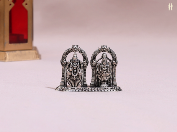 Lord Venkateshwara And Bhathmavathi Pure Silver Idol