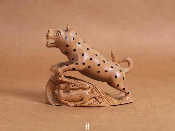 Set Of 2 Wooden Cheetah For Decor