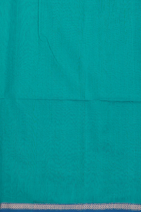 Maheswari Silk Cotton Saree In Teal Blue With Arrow Buttas