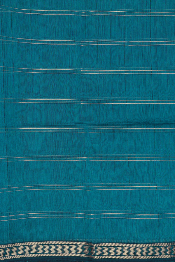 Maheswari Silk Cotton Saree In Teal Blue With Checks Design