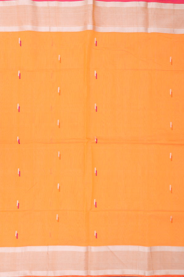 Maheswari Silk Cotton Saree In Orange With Allover Buttas