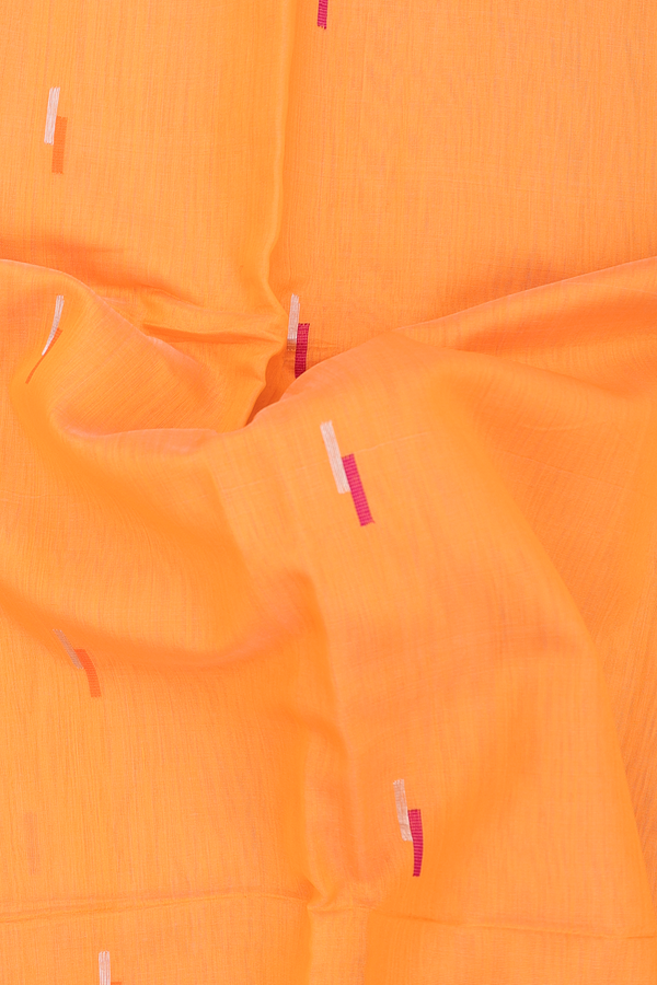 Maheswari Silk Cotton Saree In Orange With Allover Buttas