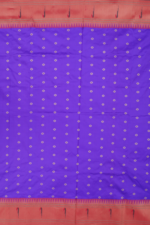 Paithani Silk Saree In Violet With Floral Buttas