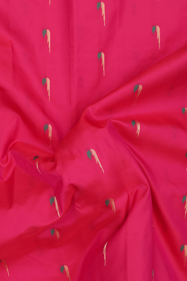 Paithani Silk Saree In Rani Pink With Muniya Design