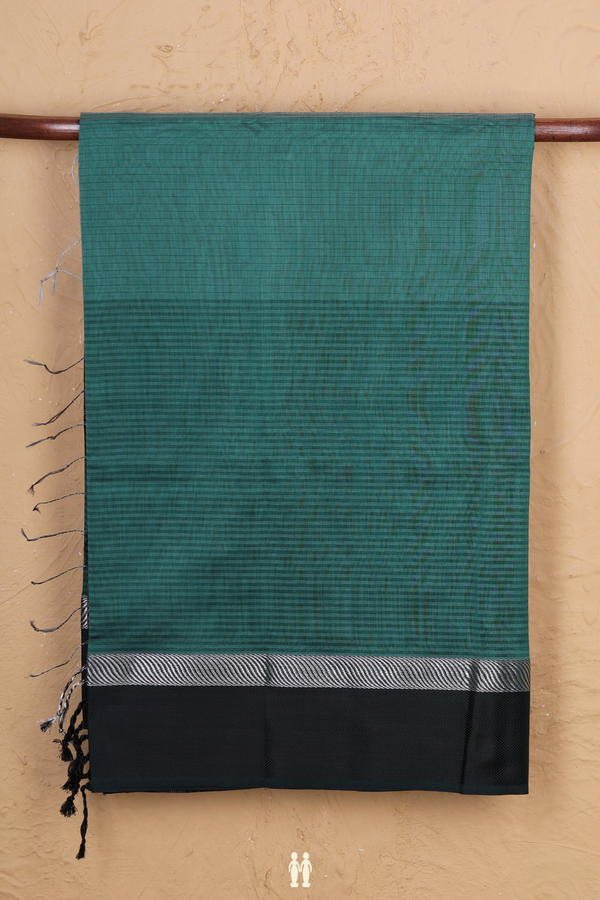 Maheswari Silk Cotton Saree In Green With Stripes Design