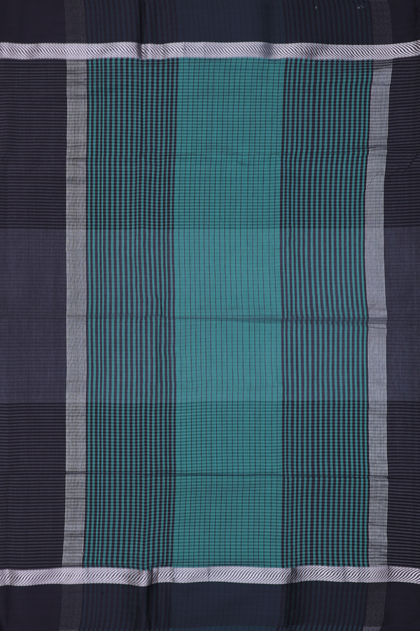 Maheswari Silk Cotton Saree In Green With Stripes Design