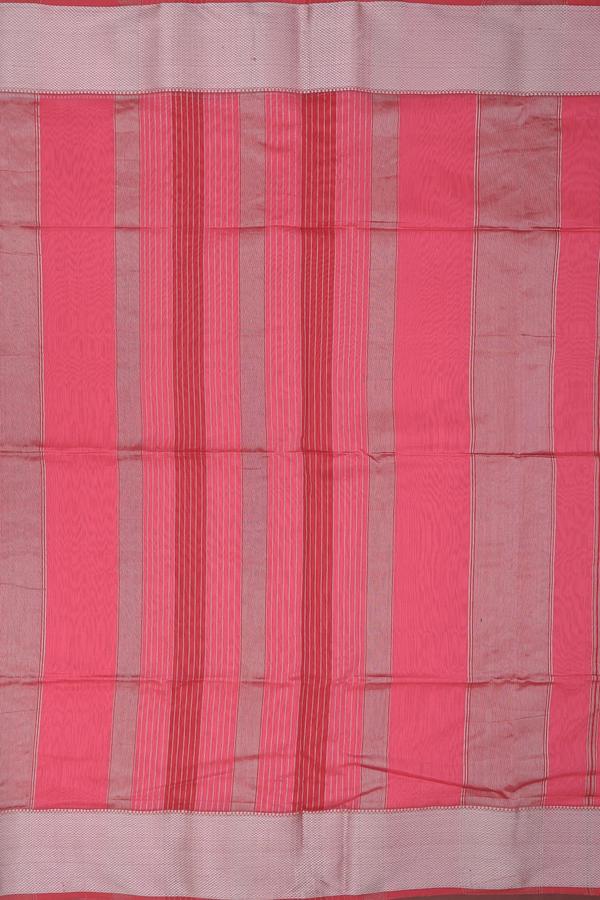 Maheswari Silk Cotton Saree In Punch Pink With Zari Border