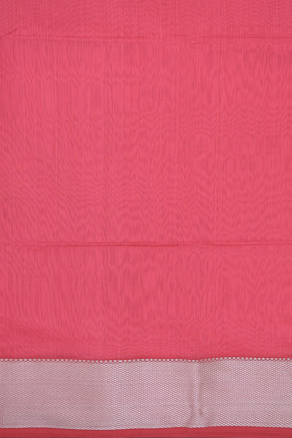 Maheswari Silk Cotton Saree In Punch Pink With Zari Border