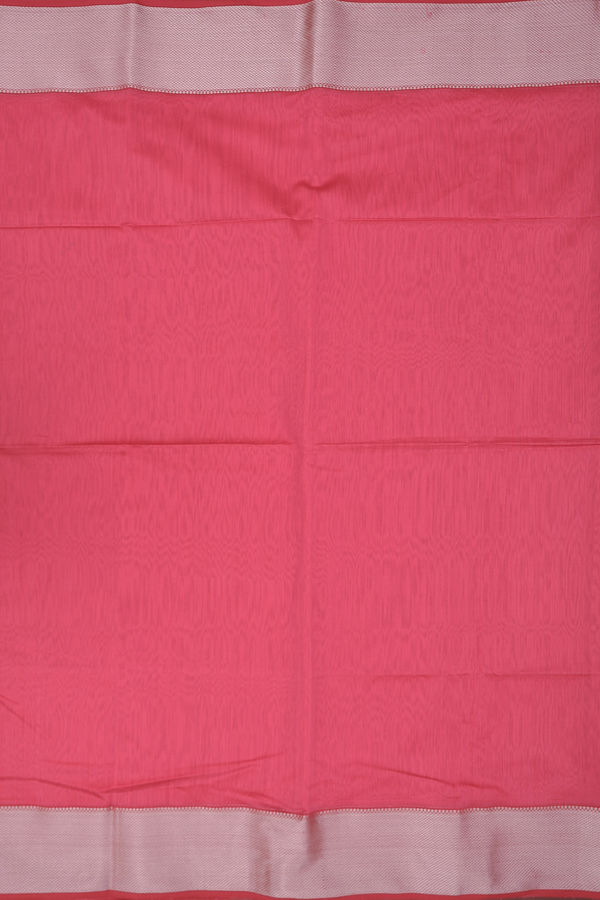 Maheswari Silk Cotton Saree In Punch Pink With Zari Border