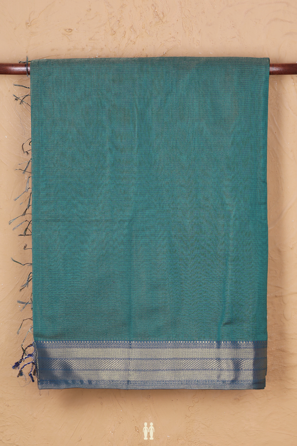 Maheswari Silk Cotton Saree In Green With Stripes Design