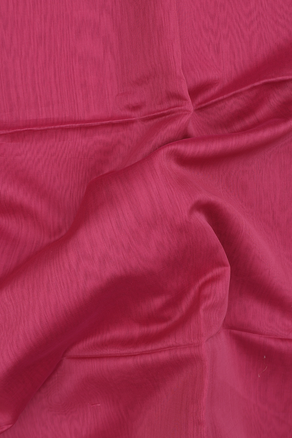 Maheswari Silk Cotton Saree In Punch Pink With Chrevron Border