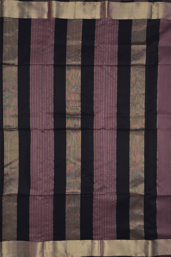 Maheswari Silk Cotton Saree In Plum Brown With Zari Border