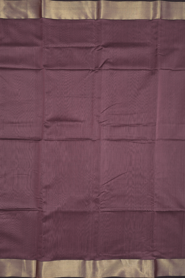 Maheswari Silk Cotton Saree In Plum Brown With Zari Border