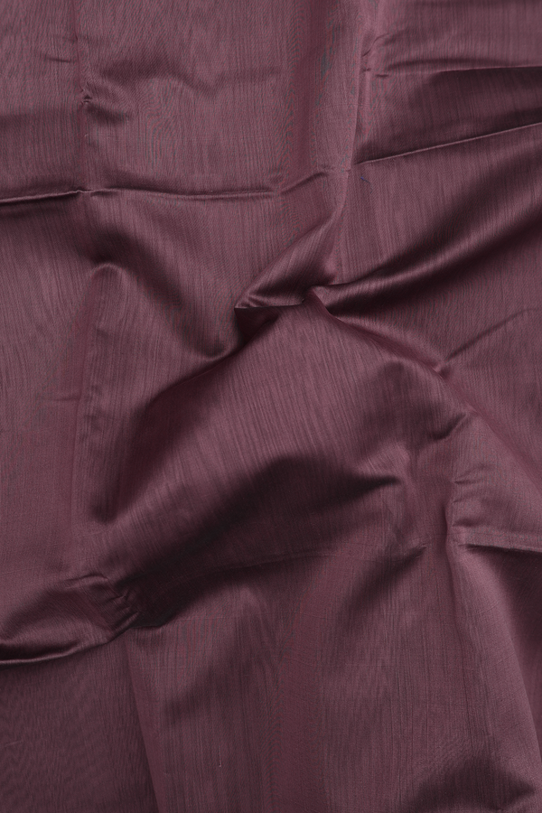 Maheswari Silk Cotton Saree In Plum Brown With Zari Border
