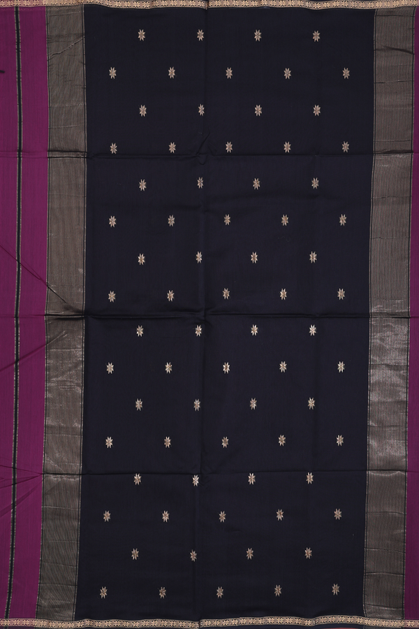 Maheswari Silk Cotton Saree Plum Purple With Floral Buttas