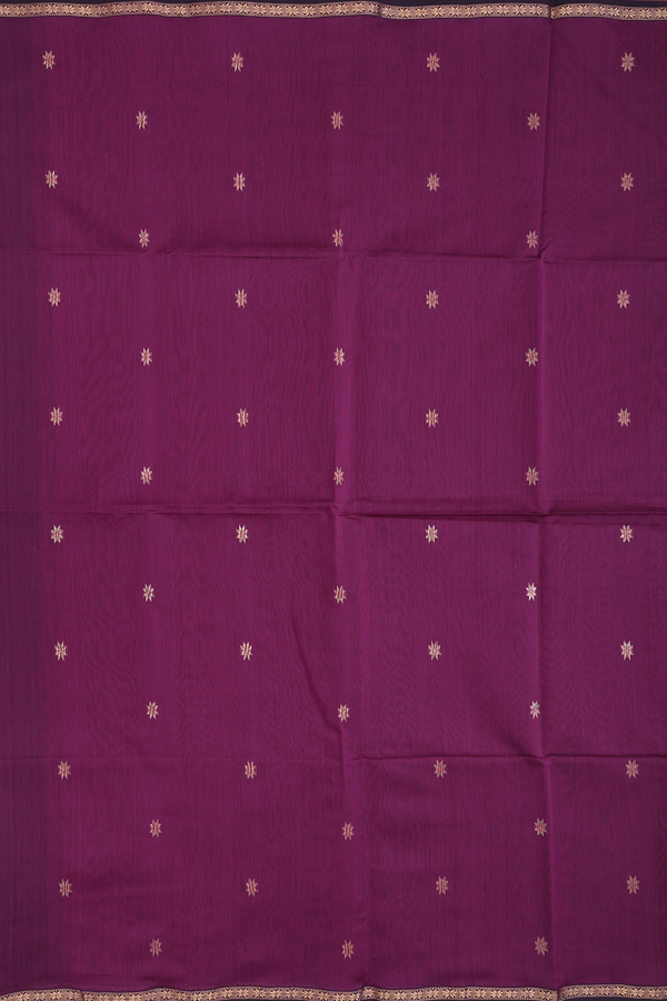 Maheswari Silk Cotton Saree Plum Purple With Floral Buttas