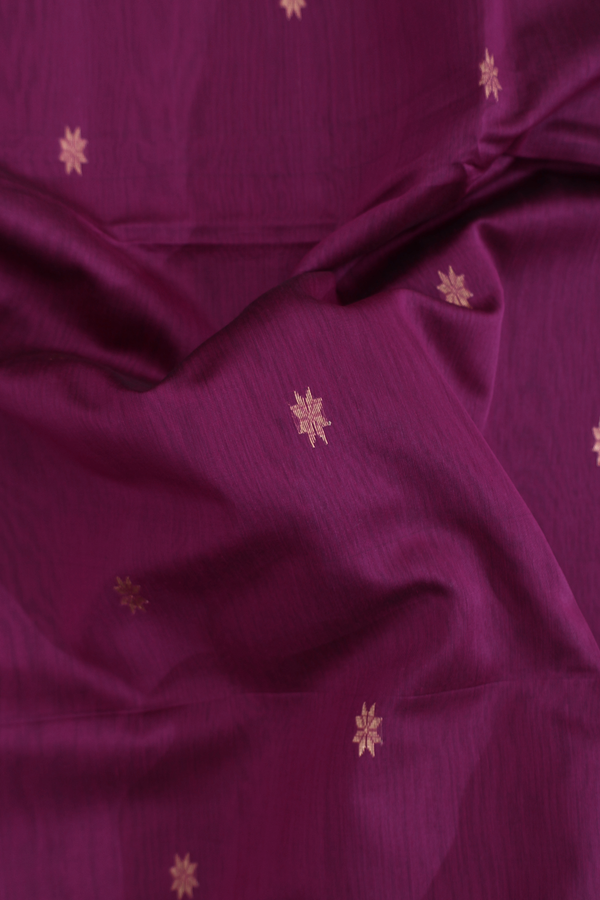 Maheswari Silk Cotton Saree Plum Purple With Floral Buttas