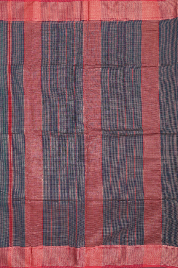 Maheswari Silk Cotton Saree In Pine Green With Checks Design