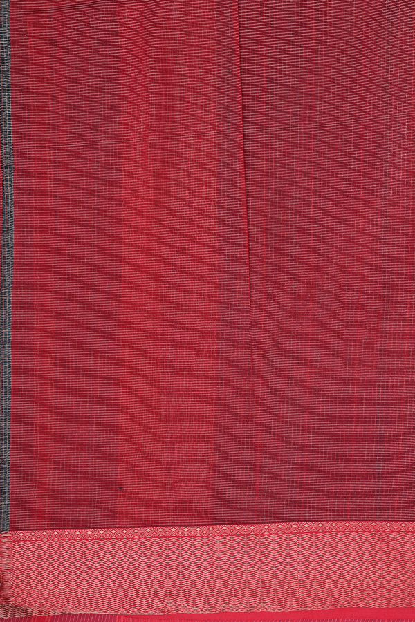 Maheswari Silk Cotton Saree In Pine Green With Checks Design