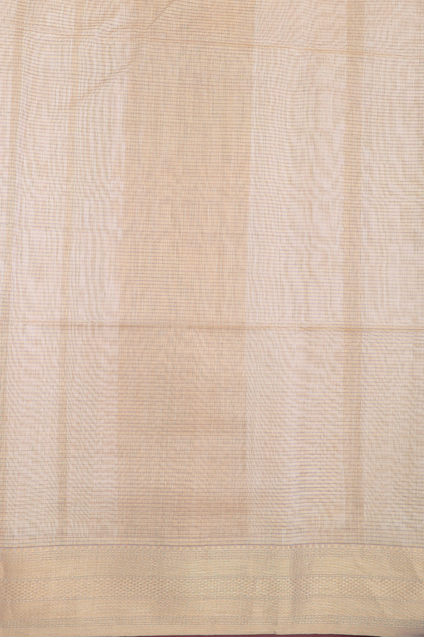 Maheswari Silk Cotton Saree In Cream Color With Stripes Design