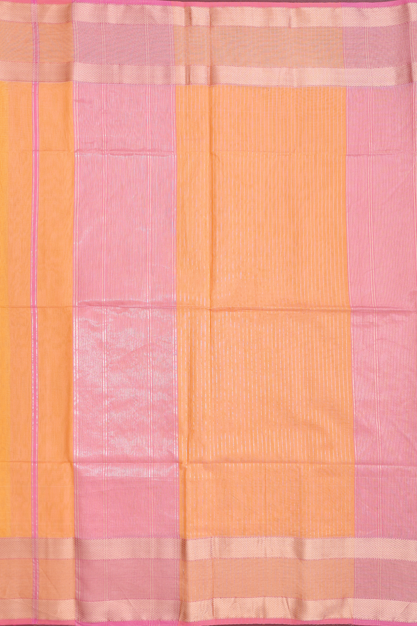 Maheswari Silk Cotton Saree In Orange With Contrast Border